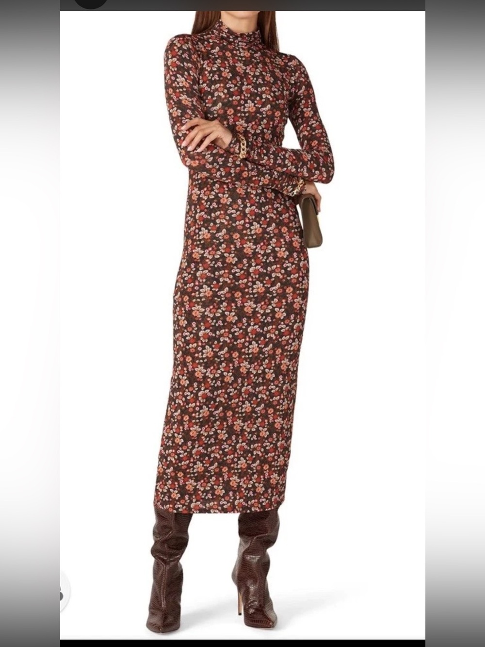 Ramy Brook Floral Printed Heidi Dress bodycon sheath Maxi Size Small Lined